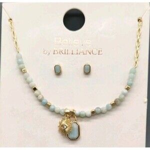 Believe By Brillance Dream 18" Necklace Earring Set Gold Plated See Photos